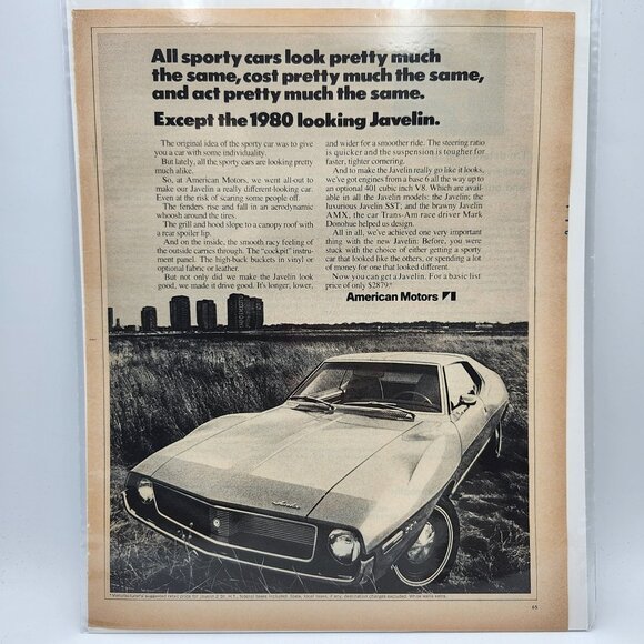 Vintage 1971 American Motors AMC Javelin LIFE Magazine Print Ad - Picture 1 of 1